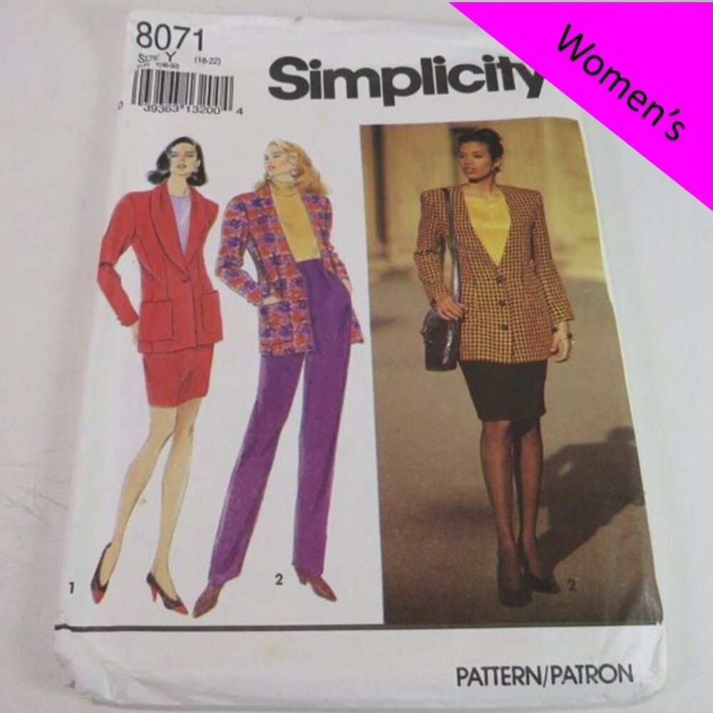 simplicity 8071 UNCUT jacket, pants, skirt sewing pattern